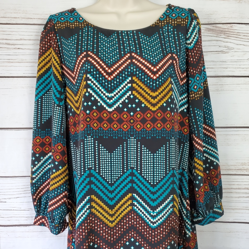 The Vintage Shop | Geo Print Midi Chevron Dress - Picture 4 of 8